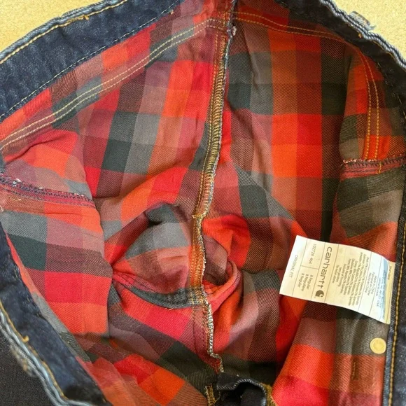 Carhartt Women’s Original Fit Flannel Lined Jeans Size 8 Straight Leg Dark Wash - Picture 11 of 11
